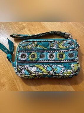 Vera Bradley Teal and Lime Quilted Floral Wristlet